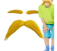 Moustache Et Sourcils Jaunes - Autocollants amusants | Fausses moustaches De Noël | Fêtes Halloween Événements Vacances Voyage Automne Cosplay Personnages Photographie