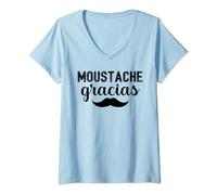 Moustache gracias humour cadeau drôle moustachu hipster T-Shirt avec Col en V