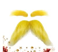 Moustache jaune, accessoire de tenue, kit de barbe artificielle et sourcils, accessoire de maquillage de cosplay de personnage | Costume de poils du visage pour fête de Noël, scène, festival