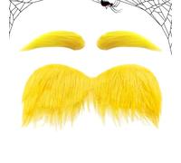 Moustache jaune, accessoires de cosplay faux d'Halloween, barbe et sourcils pour adultes Cosplayers, fête, carnaval, festival, Noël, théâtre, session de