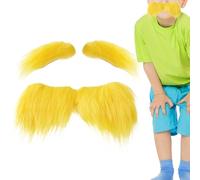 Moustache jaune, autocollante, drôle jaune, accessoire de photographie, faux moustache de Noël | pour feu de camp, événements, Halloween, cosplay, fête, spectacle sur scène, festival