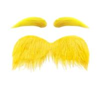 Moustache jaune et sourcils, faux accessoires de déguisement d'Halloween - Nouveauté Fête Moustache Barbe Sourcils - Pour adultes Cosplay Fête Carnaval Festival Mascarades Noël Thea