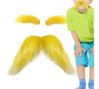 Moustache jaune et sourcils jaunes, accessoires amusants autocollants pour fêtes - Costume de Noël pour Halloween, événements de vacances, voyages d'automne, personnages et performance