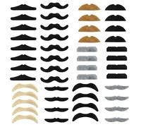 Moustache,Moustache Deguisement,Fausse Moustache,48 Piece Fausse Moustache,Fausse Barbe Homme Realiste,Fausses Moustaches Set,Fausses Moustaches Se,Auto-Adhésif Moustache,Moustaches Adhésives