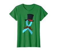 Moustache Ruban Bleu Clair Sensibilisation au Cancer de la Prostate T-Shirt, Femme, Vert Kelly, L