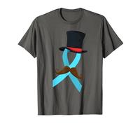 Moustache Ruban Bleu Clair Sensibilisation au Cancer de la Prostate T-Shirt, Homme, Asphalte, 4XL