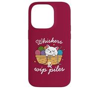 Moustaches & WIP Pies, Amoureux des chats, Crocheter, Tricoter Coque pour iPhone 14 Pro