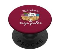 Moustaches & WIP Pies, Amoureux des chats, Crocheter, Tricoter PopSockets PopGrip Adhésif