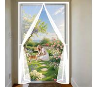 Moustiquaire 105 x 200 cm Maille Ultrarésistante, Magnétique, Fermeture Automatique, Garde L'Air Frais à L'Intérieur, Rideaux Anti Mouches et Insect pour Balcon, Chambre, Blanc