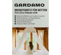 Moustiquaire 12,5 x 2,5 M Blanc Lit Double Filet A Insectes avec Crochet Goujon