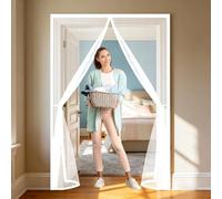 Moustiquaire 125 x 145 cm Maille Ultrarésistante, Magnétique, Fermeture Automatique, Garde L'Air Frais à L'Intérieur, Rideau de Porte Antimoustique pour Porte Fenêtre, Blanc