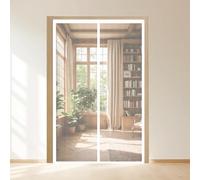 Moustiquaire 147 x 244 cm Fermeture Automatique, Sans Perçage, Montage Facile Puissants Aimants, Anti Mouches et Insectes Moustiquaire de Porte Magnétique pour Couloirs, Blanc