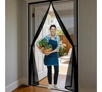 Moustiquaire 150 x 245 cm Maille Ultrarésistante, Magnétique, Fermeture Automatique, Garde L'Air Frais à L'Intérieur, Rideau Moustiquaire Aimanté pour Balcon, Chambre, Noir