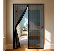 Moustiquaire 60 x 100 cm Maille Ultrarésistante, Magnétique, Fermeture Automatique, Garde L'Air Frais à L'Intérieur, Rideaux Anti Mouches pour Porte pour Porte Fenêtre, Noir