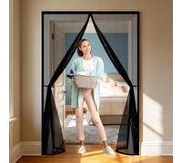Moustiquaire 60 x 170 cm Maille Ultrarésistante, Magnétique, Fermeture Automatique, Garde L'Air Frais à L'Intérieur, Rideau de Porte Antimoustique pour Porte Fenêtre, Noir
