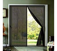 Moustiquaire 84 x 186 cm Puissants Aimants, Maille Très Dense Anti Mouches et Insectes, Sans Percer Auto-Fermable, Magnétique Rideau Anti Mouche pour Porte Exterieur, Noir