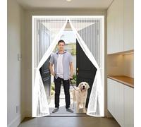 Moustiquaire 90 x 115 cm Maille Ultrarésistante, Magnétique, Fermeture Automatique, Garde L'Air Frais à L'Intérieur, Magnétique Moustiquaire Porte pour Porte Fenêtre, Blanc