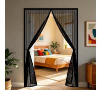 Moustiquaire 90 x 190 cm Maille Ultrarésistante, Magnétique, Fermeture Automatique, Garde L'Air Frais à L'Intérieur, Rideau de Porte Anti Moustique pour Porte Fenêtre, Noir