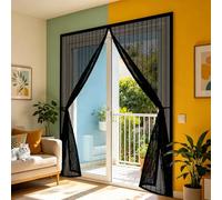 Moustiquaire 90 x 190 cm Maille Ultrarésistante, Magnétique, Fermeture Automatique, Garde L'Air Frais à L'Intérieur, Moustiquaire Fenetre Aimantée pour Porte Fenêtre, Noir
