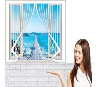 Moustiquaire 90 x 83 cm Maille Ultra Fine Moustiquaire à Fermeture Aimantée Maille Ultrarésistante pour Fenêtres et Portes, Blanc