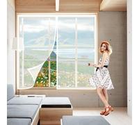 Moustiquaire 95 x 125 cm Moustiquaire Fenetre Magnétique Puissants Aimants-Fermeture Automatique-Garde L'Air Frais Insectes, avec Bande Adhesive, pour Fenêtres Patio, Blanc