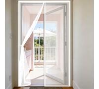 Moustiquaire 95 x 95 cm Maille Ultrarésistante, Magnétique, Fermeture Automatique, Garde L'Air Frais à L'Intérieur, Rideaux Anti Mouches pour Porte pour Balcon, Chambre, Blanc