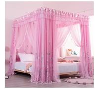 Moustiquaire à baldaquin à 4 colonnes d'angle pour lit de 5 Pieds, Rideau de lit décoratif Romantique dans la Chambre avec Support en métal (Couleur : Rose-7, Taille : 1,5 m/5 Pied