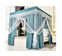 Moustiquaire à baldaquin pour lit Simple et Double, Rideaux d'angle à 4 Montants, décoration de Chambre de garçon avec Supports métalliques (Couleur : Bleu, Taille : 120 x 200 cm/4