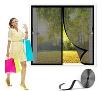 Moustiquaire à Fermeture Aimantée 160 x 120 cm Anti-Moustique avec Aimants Différentes Tailles Rideau Magnétique Anti-Insectes pour Entree Balcon, Porte Fenetre, Noir