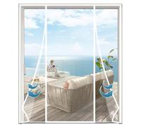 Moustiquaire À Fermeture Aimantée,210x215cm Magnétique Rideau de Porte Défense Contre Moustiques Facile À Installer Convient Aux Tout Portes Et Fenêtres Blanc