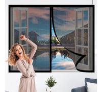 Moustiquaire à Fermeture Aimantée 59 x 72 cm Moustiquaire Autocollante pour Fenêtre Laisse Passer L'Air Frais pour Salon Fenêtre, Noir