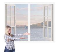 Moustiquaire à Fermeture Aimantée 84 x 131 cm Fermeture Automatique Insectes Fenêtre D'Écran Magnétique Kit D'Installation pour Tout Type de Fenêtre, Blanc