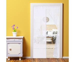 Moustiquaire Aimant 75 x 205 cm Magnet Fly Screen Door Rideau Anti-Insectes Fermeture Automatique Gardez l'air frais à l'intérieur,Aimants Puissants - Blanc