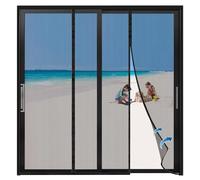 Moustiquaire Aimantée 160x220cm pour Baie Vitrée Coulissante Fermeture Magnétique Noir Ultra Fine Rideau de Porte d’Entrée Anti Mouche Installation Sans Perçage