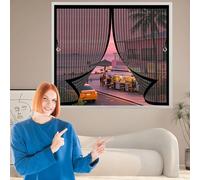 Moustiquaire Aimantée 50 x 80 cm Garde L'Air Frais à L’Intérieur Moustiquaire Porte Fenetre Sans Perçage, avec Bande Magique pour Cuisine Salon Chambre, Noir