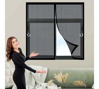 Moustiquaire Aimantée 50 x 80 cm Joint Magnétique de Haut en Bas Moustiquaire de Balcon avec Bande Magique, Installation Facile pour Chambre Salon Cuisine, Noir