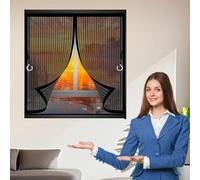 Moustiquaire Aimantée 55 x 110 cm Maille Ultra Fine, Fermeture Automatique Moustiquaire Magnétique pour Porte Sans Perçage, avec Bande Magique pour Chambre Salon Cuisine, Noir