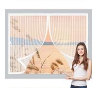 Moustiquaire Aimantée 59 x 92 cm Anti-Moustiques, Fermeture Automatique, Sans Perçage, Maille Fine, Maille Ultra Fine Moustiquaire pour Porte de Balcon, Porte Cave, Blanc