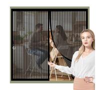 Moustiquaire Aimantée 65 x 95 cm Joint Magnétique de Haut en Bas Aimantée Auto-Adhésif en Maille avec Bande Magique, Installation Facile pour Cuisine Salon Chambre, Noir