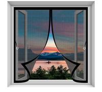 Moustiquaire Aimantée 83 x 125 cm Joint Magnétique de Haut en Bas avec Fermeture Automatique Rideau Fenetre Anti Insectes pour Toutes Les Tailles de Fenêtre, Noir