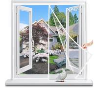 Moustiquaire Aimantée Fenetre Magnétique 110x90cm Blanc Anti Mosquito Magnet avec Durable File, Fermeture Automatique Moustiquaire Porte, Fly Screen pour Enfants et Animaux Domestici