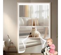 Moustiquaire Aimantée Porte 191 x 300 cm Anti-Moustiques, Fermeture Automatique, Sans Perçage, Maille Fine, Moustiquaire Porte pour Portes, Différentes Tailles, Blanc