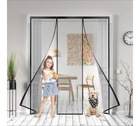 Moustiquaire Aimantée Porte 225x290cm Magnétique Anti Mosquito Magnet avec Durable Maille, Fermeture Automatique Moustiquaire Porte, Fly Screen pour Enfants et Animaux Domestici Noir