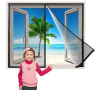 Moustiquaire ajustable aimantée pour Fenêtre Portes 120x120 cm, moustiquaire magnétique, moustiquaire baie vitrée automatique, protection anti moustique Innovant, Noir