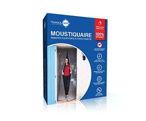 Moustiquaire ajustable aimantée TRANQUILISAFE® pour portes et portes fenêtres - moustiquaire magnétique - moustiquaire porte automatique - moustiquaire compatible chatière (L 80/96 - H 207/215)
