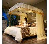 Moustiquaire avec Pompons, Grande Tente, Peut accueillir des Lits Doubles à King Size, Rideaux en Filet carrés, 3 entrées, Facile à Installer