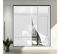 Moustiquaire Baie Vitree 101 x 141 cm Puissants Aimants, Anti Insectes, Installation Facile, Profitez de L'Été en Famille Moustiquaire Porte Fenetre pour Balcons, Caves, Blanc
