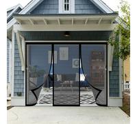 Moustiquaire Baie Vitree 215 x 280 cm Différentes Tailles, Maille Ultrarésistante, Sans Perçage, Fermeture Automatique Moustiquaire Porte Fenetre pour Balcons, Caves, Noir