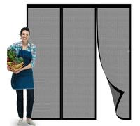 Moustiquaire Baie Vitree 234 x 227 cm Différentes Tailles, Maille Ultrarésistante, Sans Perçage, Fermeture Automatique Moustiquaire Porte Fenetre pour Cuisine Salon, Noir
