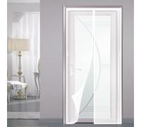 Moustiquaire Baie Vitree 55 x 145 cm Maille Ultrarésistante, Fermeture Automatique, Garde L'Air Frais à L'Intérieur Moustiquaire Porte Fenetre pour Cuisine Salon, Blanc